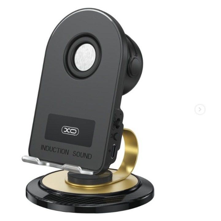 Difuzor Bluetooth cu Amplificator, XO F68, Senzor Smart si Stand Telefon Rotativ 360°, Negru