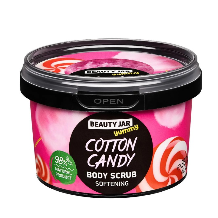Scrub pentru corp cu efect de catifelare, Yummy Cotton Candy, Beauty Jar, 360 g