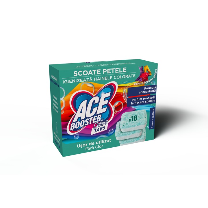Tablete indepartare pete Ace Booster, Haine colorate 18buc