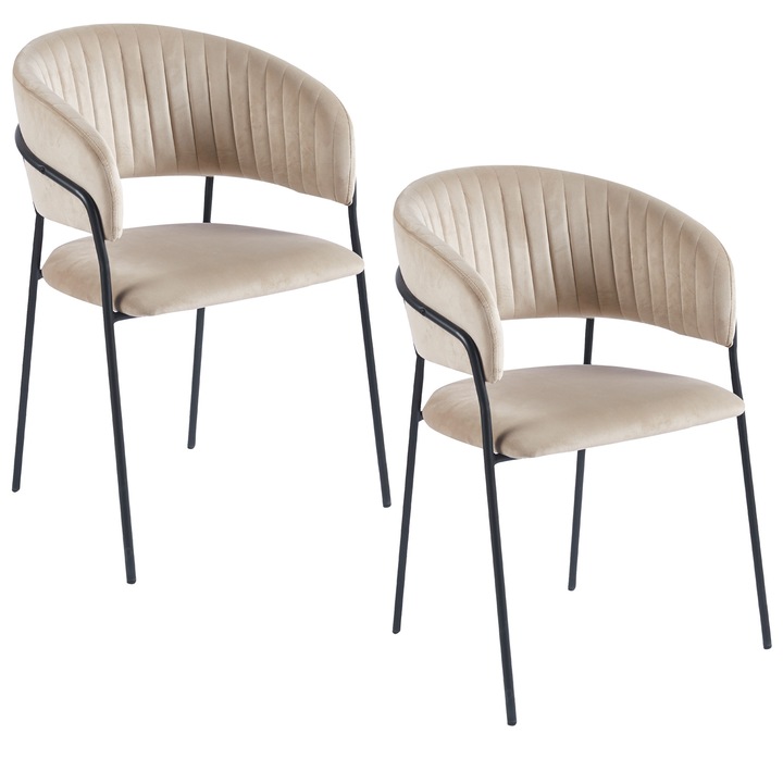 2 db kárpitozott szék szett, bársony, BELLA, Viking, Bézs