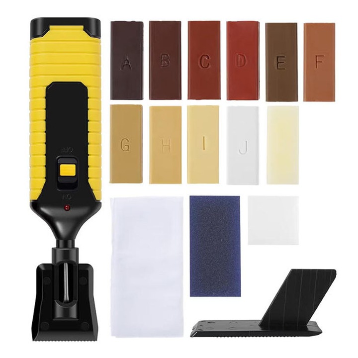 Kit Reparare Parchet si pardoseli laminate, Rqiurpn, 17 piese/set, Usor de utilizat, Reparare eficienta, Pentru zgarieturi, crapaturi si pete, Multicolor