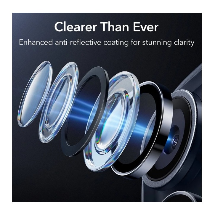 Folie Protectie Camera Individuala Armorite Compatibila Cu iPhone 17 Pro Max, Rama Metal, Aplicator Inclus, Blue