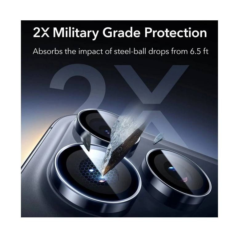 Folie Protectie Camera Individuala Armorite Compatibila Cu iPhone 17 Pro Max, Rama Metal, Aplicator Inclus, Blue