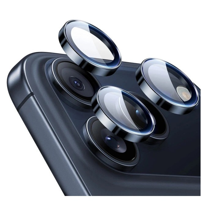 Folie Protectie Camera Individuala Armorite Compatibila Cu iPhone 17 Pro Max, Rama Metal, Aplicator Inclus, Blue