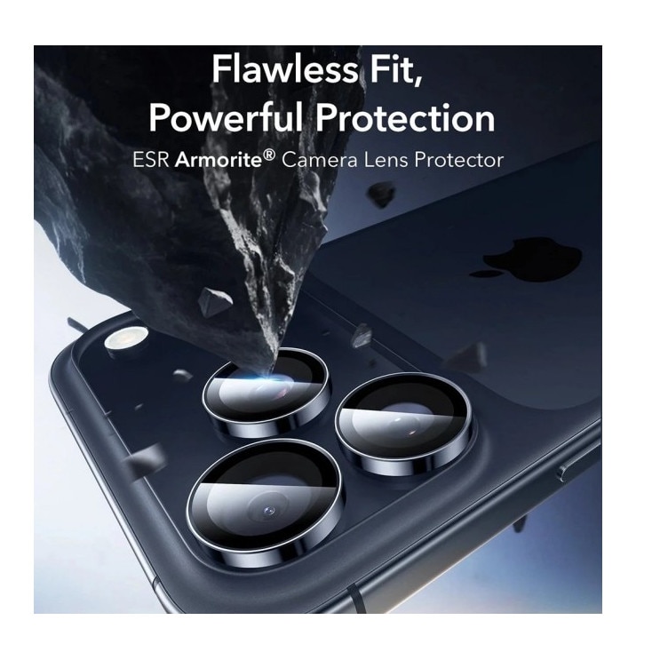 Folie Protectie Camera Individuala Armorite Compatibila Cu iPhone 17 Pro Max, Rama Metal, Aplicator Inclus, Blue