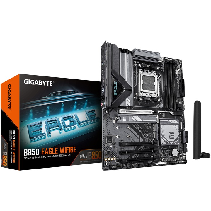 Alaplap GIGABYTE B850 EAGLE WIFI6E, AM5, DDR5, Wi-Fi, BT, ATX, Fekete