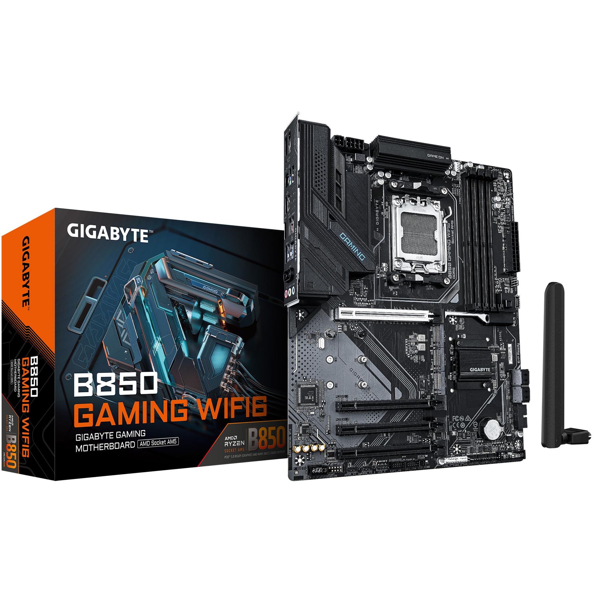 Placa de baza GIGABYTE B850 GAMING WIFI6, AM5, DDR5, Wi-Fi, BT, ATX, Negru