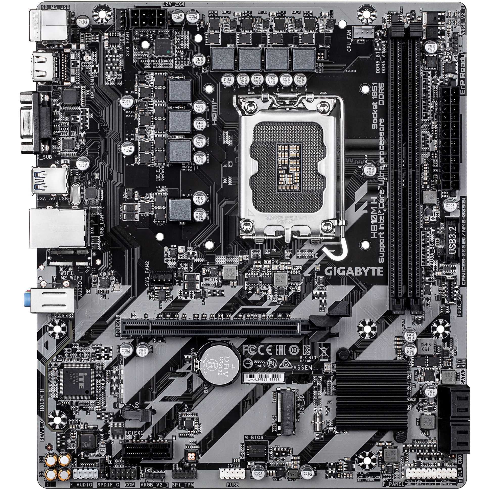 Placa de baza GIGABYTE H810M H, LGA1851, DDR5, mATX, Negru - eMAG.ro
