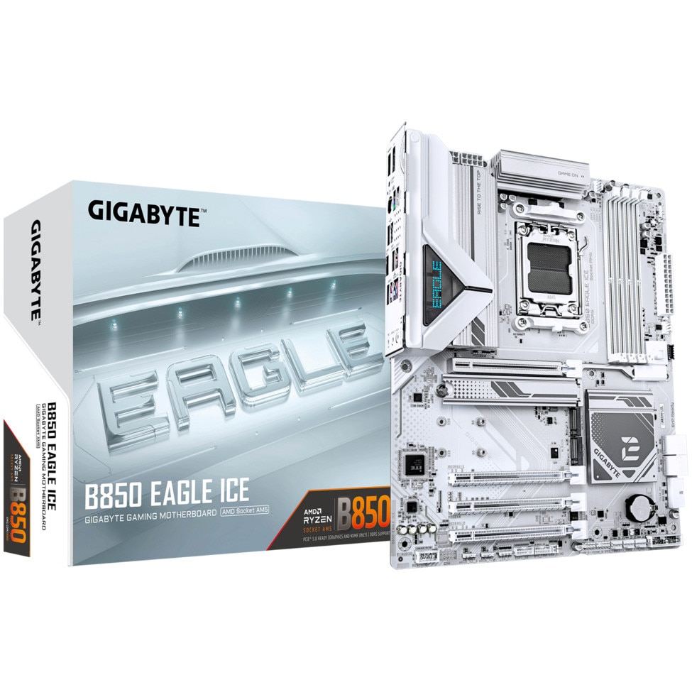 Placa de baza GIGABYTE B850 EAGLE ICE, AM5, DDR5, ATX, Alb - eMAG.ro