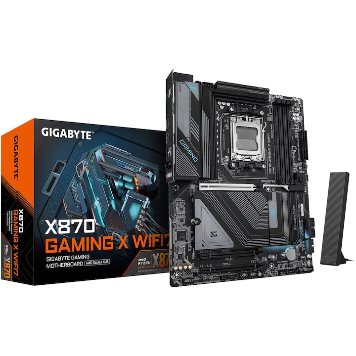Дънна платка GIGABYTE X870 GAMING X WIFI7, AM5, DDR5, Wi-Fi, BT, ATX, Черен