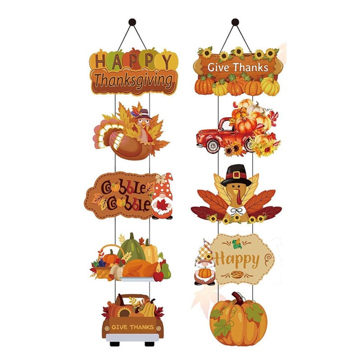 10 darabos akasztható ajtódísz szett, Rqiurpn, Hálaadás, Papír, Többszínű