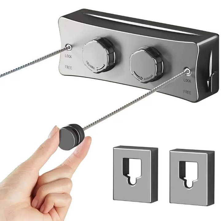 Сушилник за дрехи, Прибиращ се, Стенен монтаж, За вътрешна/външна употреба, Неръждаема стомана, Дължина 5м, Максимално тегло 20кг, Сив