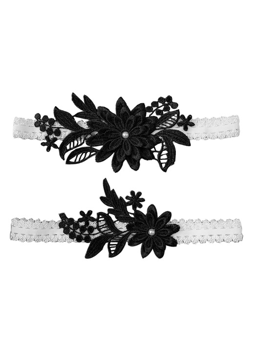 Set jartiere mireasa RDWESZOD dantela negru one size