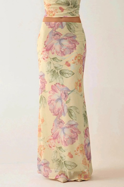 Fusta, HiCCUP, Textil, Galben, Floral
