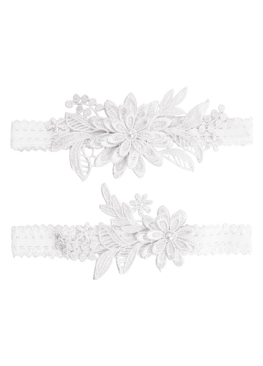 Set jartiere Dantela pentru Mireasa, Alb, One Size