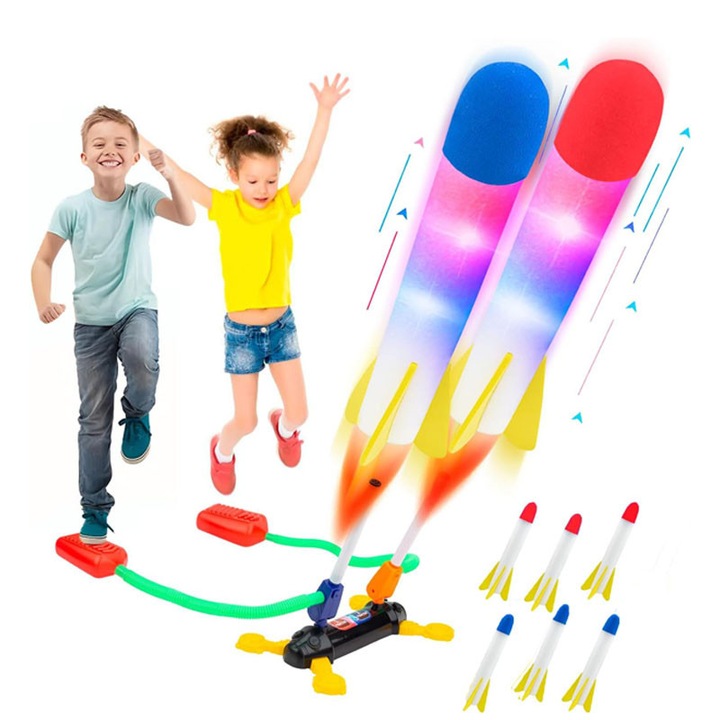 Interaktív játék gyerekeknek, Rqiurpn, LED, 8 rakéta, műanyag, többszínű