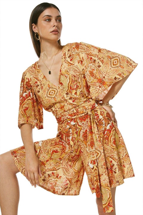 Rochie de damă Karen Millen Paisley cu spate deschis, țesută, multicoloră, S