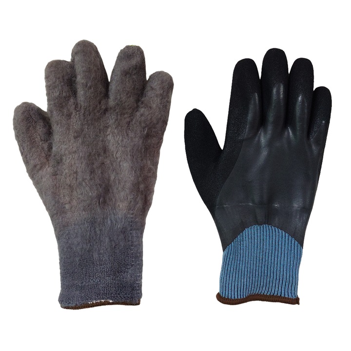 Certificare CE Manusi criogenice, 2 perechi, latex/acril/poliester, impermeabile, -40C, negru L