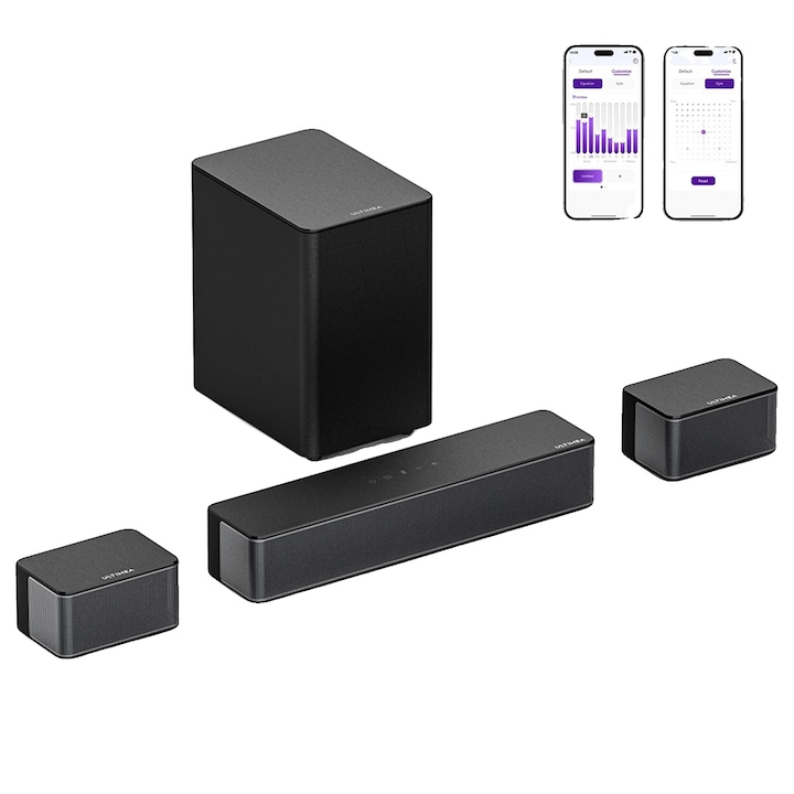 Soundbar, 5.1 Surround Sound, Subwoofer Puternic, Poseidon D50, Multicolor, 300-399W