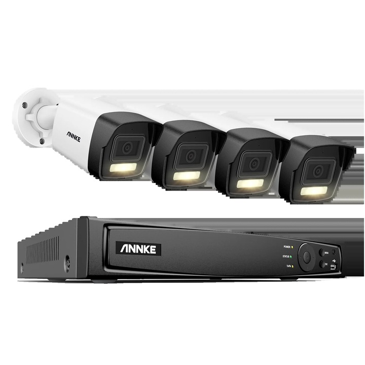 Kit Supraveghere, 8 Canale, 12MP, 4 Camere, IP67, Expandabil