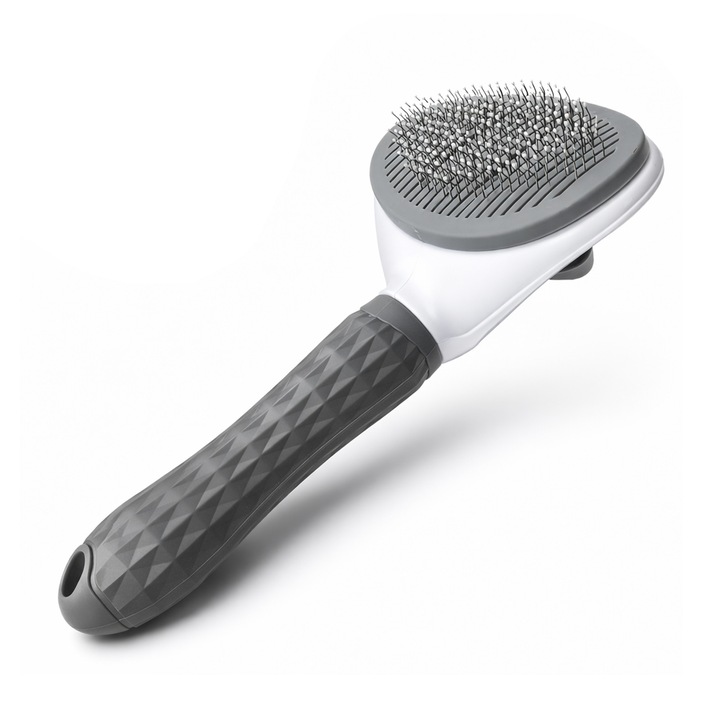 Perie cu Buton Auto-curatare pentru Animale, Perie Ingrijirea Parului de Animale, Forma Ergonomic, 22x15x6cm