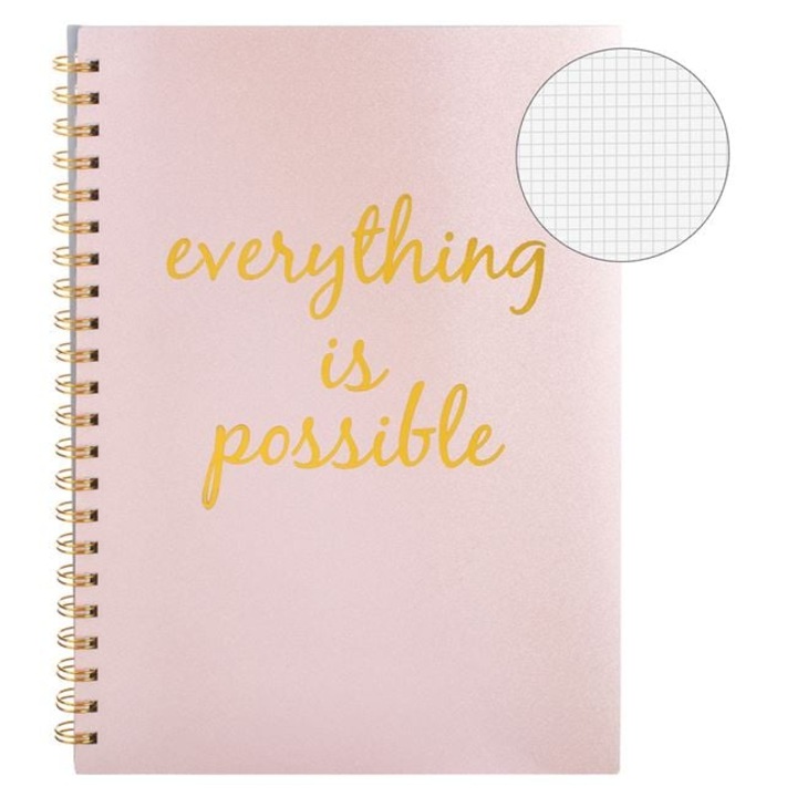 Antbro A4 Matematika Füzet – Csillogó Rózsaszín-Arany Borító Spirálkötéssel – 4 Tárgy – 128 Lap – Iskolai Felszerelések Diákoknak