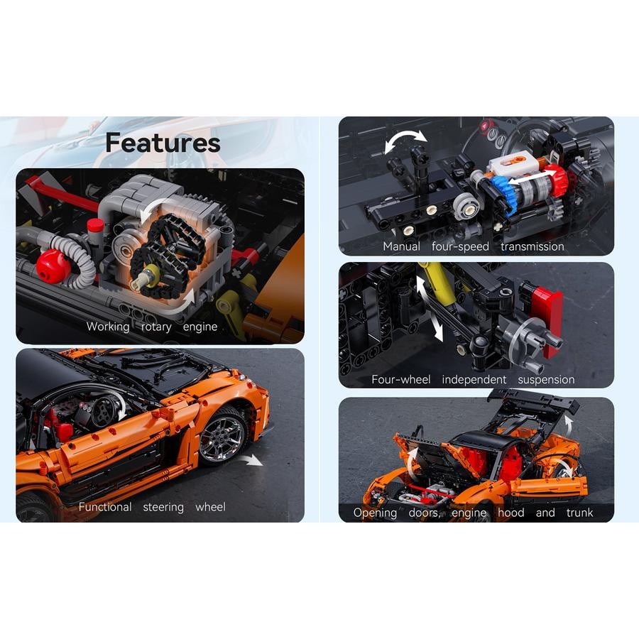 CaDA C61502W - Mașină sport Mazda RX-7 cu telecomandă - Jucărie de