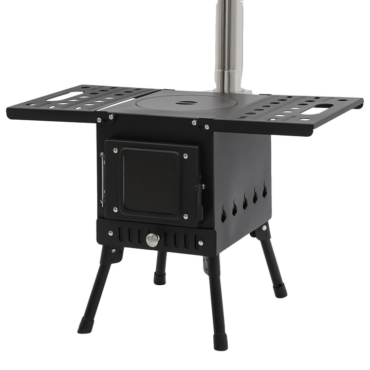 Arzator camping, design portabil, inaltime ajustabila, negru, 31.5x22x21cm