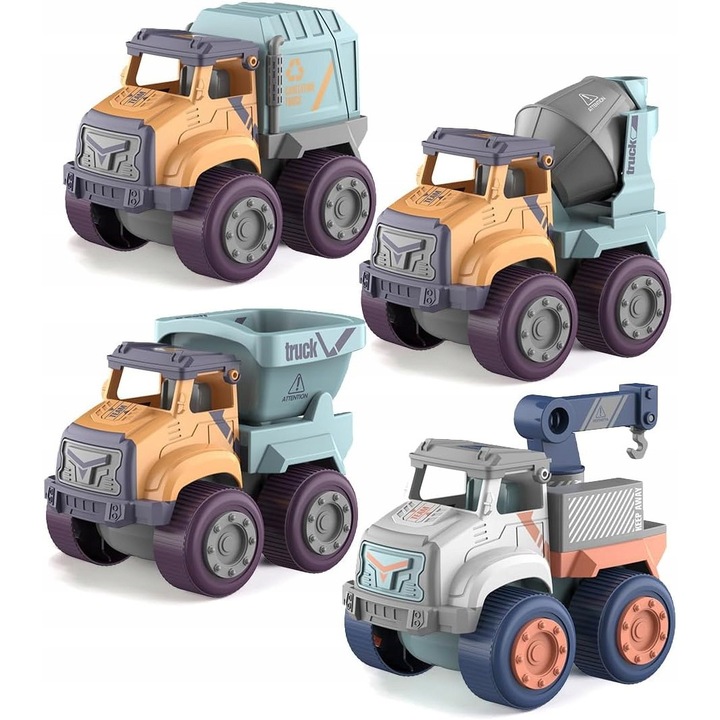 Jucarie masina betoniera, 10 x 9 x 12 cm, 480 g, pentru joaca, fara baterii, plastic, nu necesita asamblare, pentru copii peste 3 ani, multicolor, setul contine 1 piesa