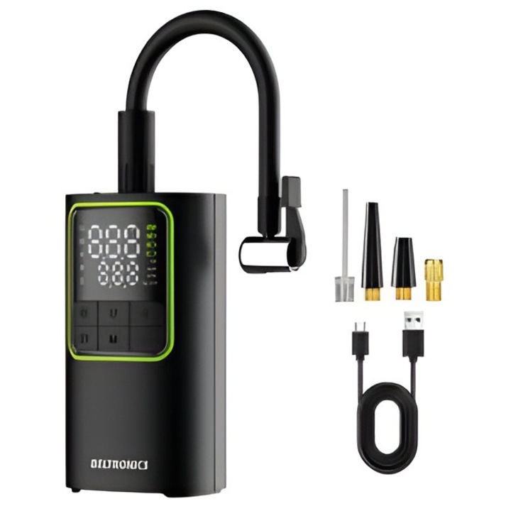 Beltronics T50 autós kompresszor, hordozható, 150PSI, 20l/perc, dupla LED kijelző, 4000 mAh, USB-C gyorstöltés, powerbank funkció, beépített zseblámpa, kompakt kialakítás, fekete
