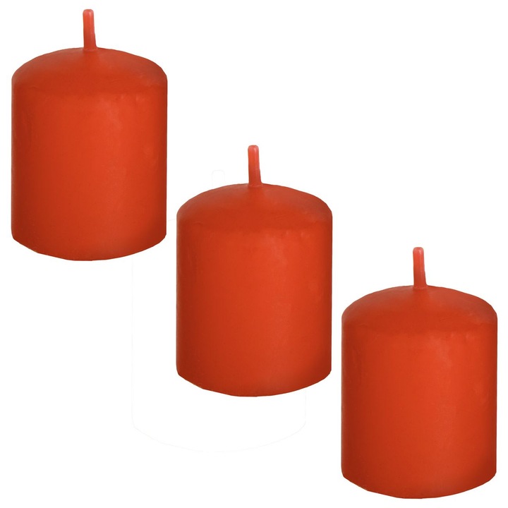 Комплект червени вотивни свещи с аромат на карамелизирана ябълка ø3.5x4.5см - 3бр