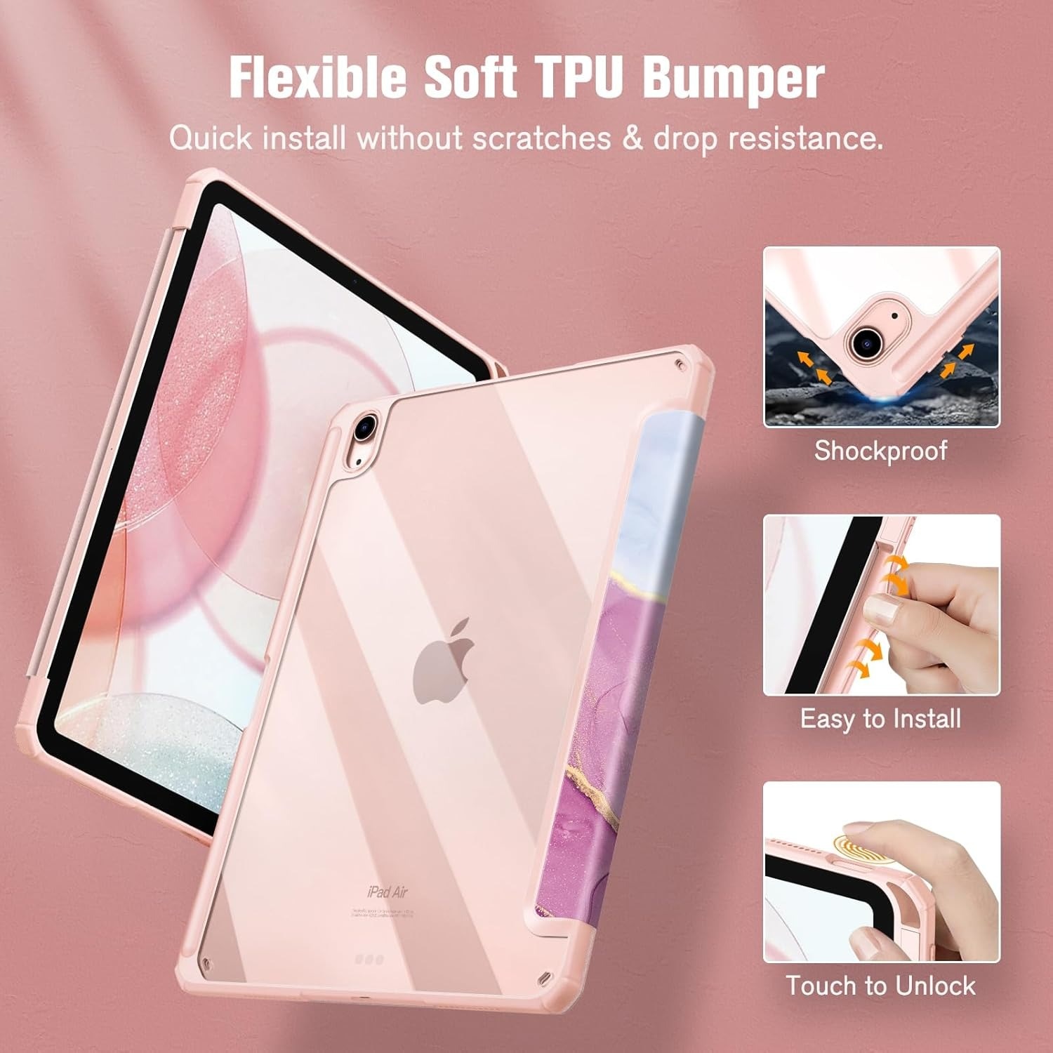 Husa pentru Apple iPad Air 11" 2024 / 2025 M2, M3, iPad Air 5/4, 10.9" 2022/2020, Roz