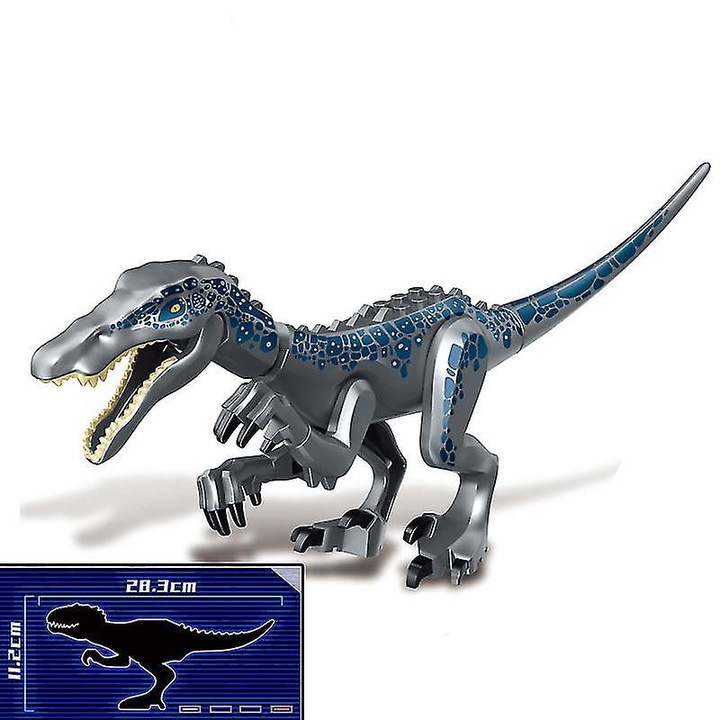 Set de blocuri de constructie dinozauri, T-rex, Quetzalcoatlus, Baryonyx, gri, 3+ ani