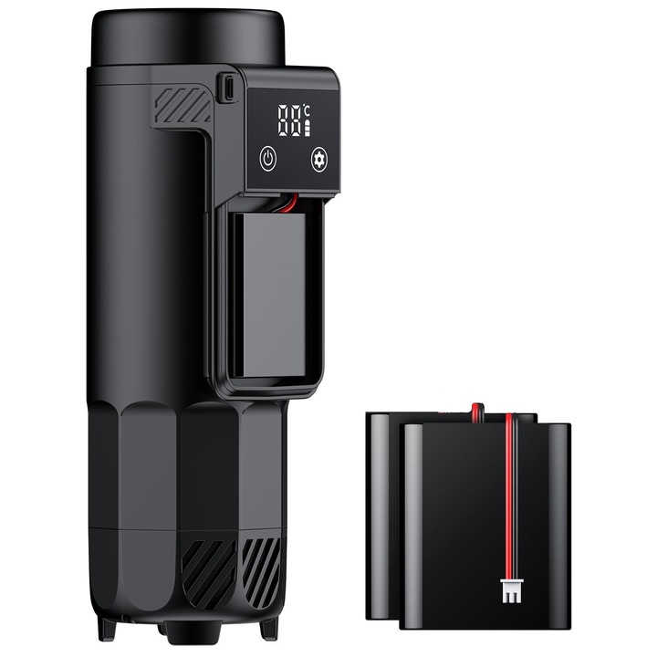 Geanta de calatorie refrigerata pentru insulina, WALALLA, Carcasa impermeabila, Afisaj inteligent, Temperatura reglabila de la 0°C la 18°C, Incarcare USB si baterie de rezerva, Mentine insulina la 32-64°F, Negru