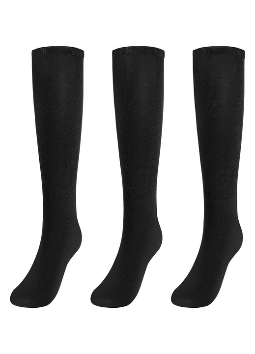 Set Sosete dama, GOGOU®, 3 perechi, lungi peste genunchi, EU36-39, Negru