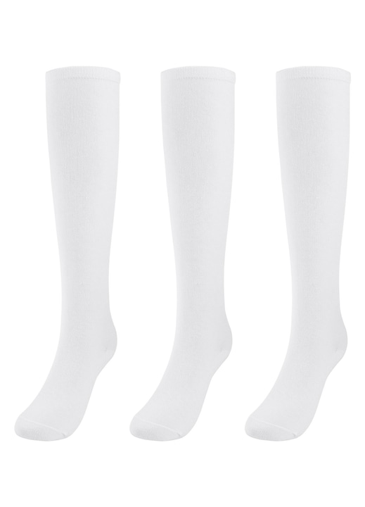 Set Sosete dama, GOGOU®, 3 perechi, lungi peste genunchi, EU36-39, Alb