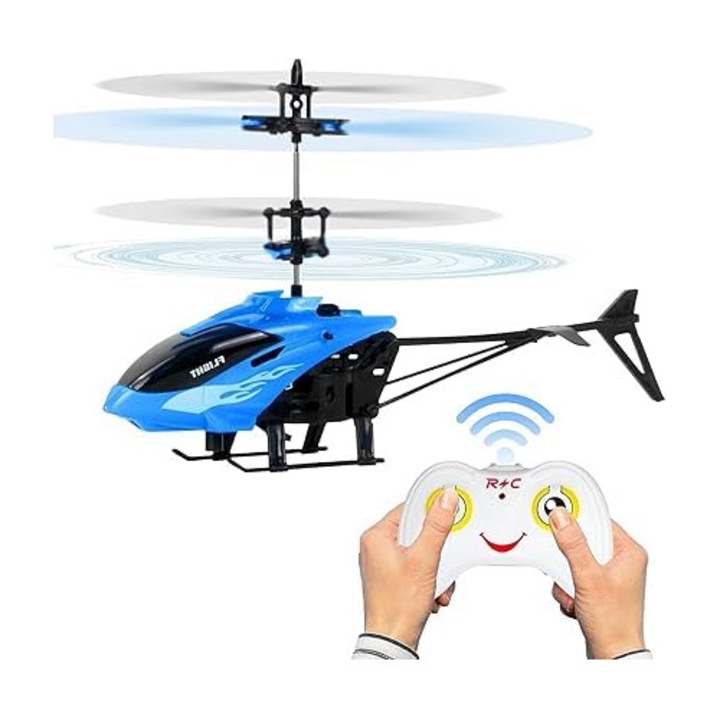 Elicopter cu telecomandă pentru băieți peste 6 ani, pentru utilizare în interior și exterior, elicopter cu senzor de palmă și lumini LED multicolor