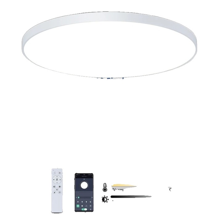 LED таванна лампа, интелигентно управление, димируема, бяла, 18,50 инча