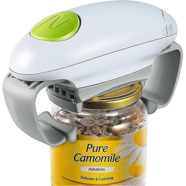 Desfacator conserve electric, automat, pentru persoane cu artrita, compact, ABS, alimentare cu 2 baterii AA