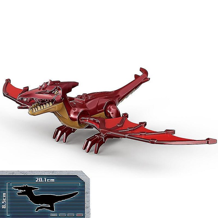 Set de blocuri de constructie dinozauri, T-rex, Quetzalcoatlus, Baryonyx, pentru copii, multicolor, 3+ ani