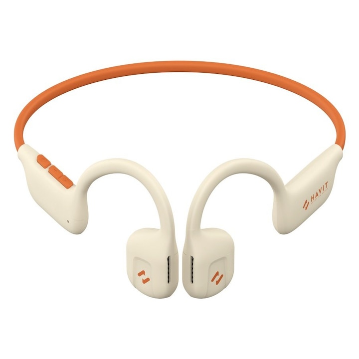 Casti bluetooth HAVIT E510BT Freego1 Air, Open-ear, cu sistem de transmitere a sunetului prin aer, Bej