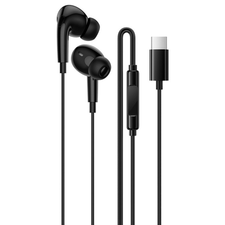 Casti Stereo Borofone BM100 Pro Fuente, USB-C, Microfon Negru