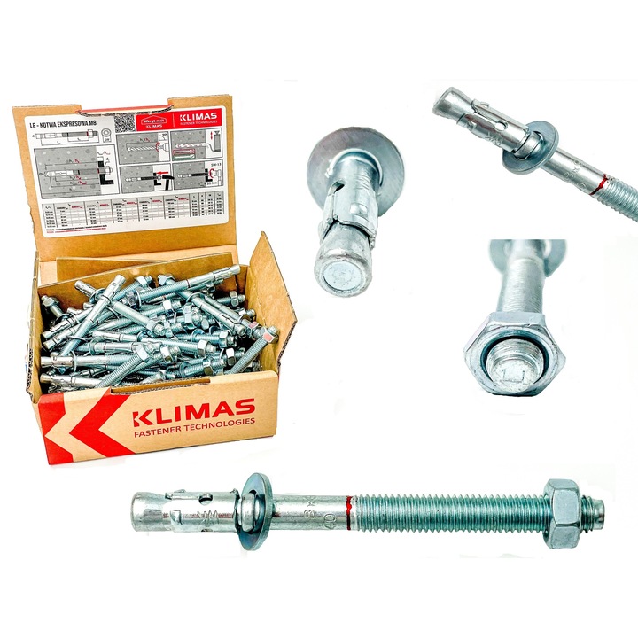 Механичен анкер Klimas 10x105мм, 25 броя, стомана, бял