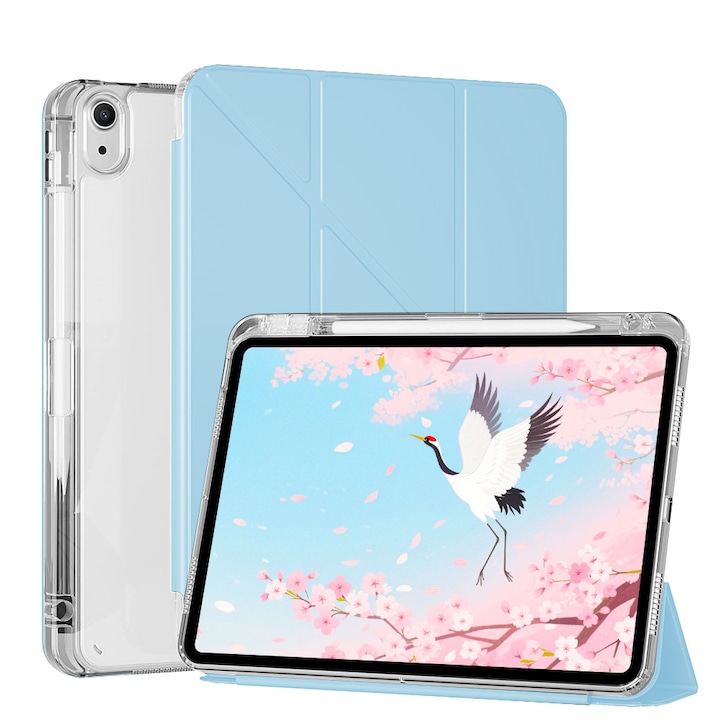 Védőtok iPad Air 6 11 hüvelykes készülékhez, kompatibilis iPad vagy iPadPro Air 6 11 hüvelykes M2 2024 / iPad Air 4 5 2020/2022 10.9 hüvelykes készülékkel, két cserélhető lencsekerettel, égszínkék
