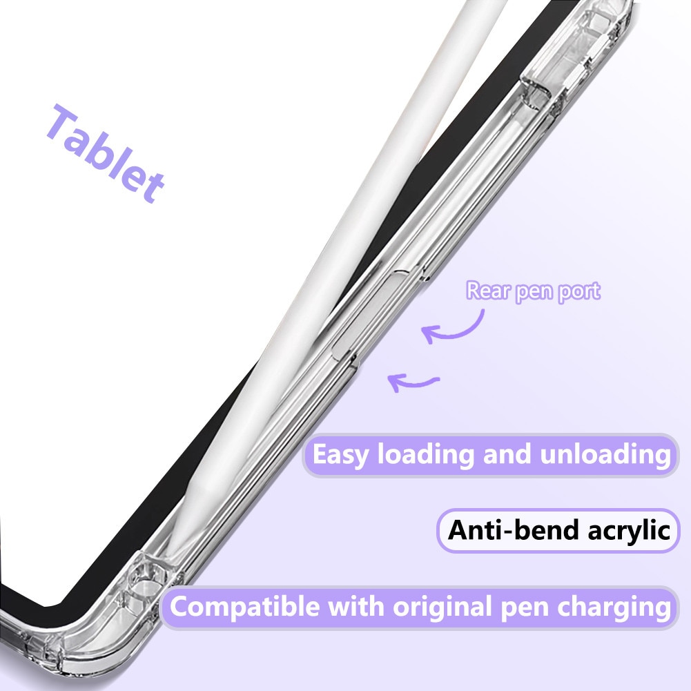 Husa de protectie pentru iPad Air 6 11 inch, potrivita pentru iPad sau iPadPro Air 6 11 inch M2 2024 / iPad Air 4 5 2020/2022 10.9 inch, cu doua rame de lentila inlocuibile, violet deschis