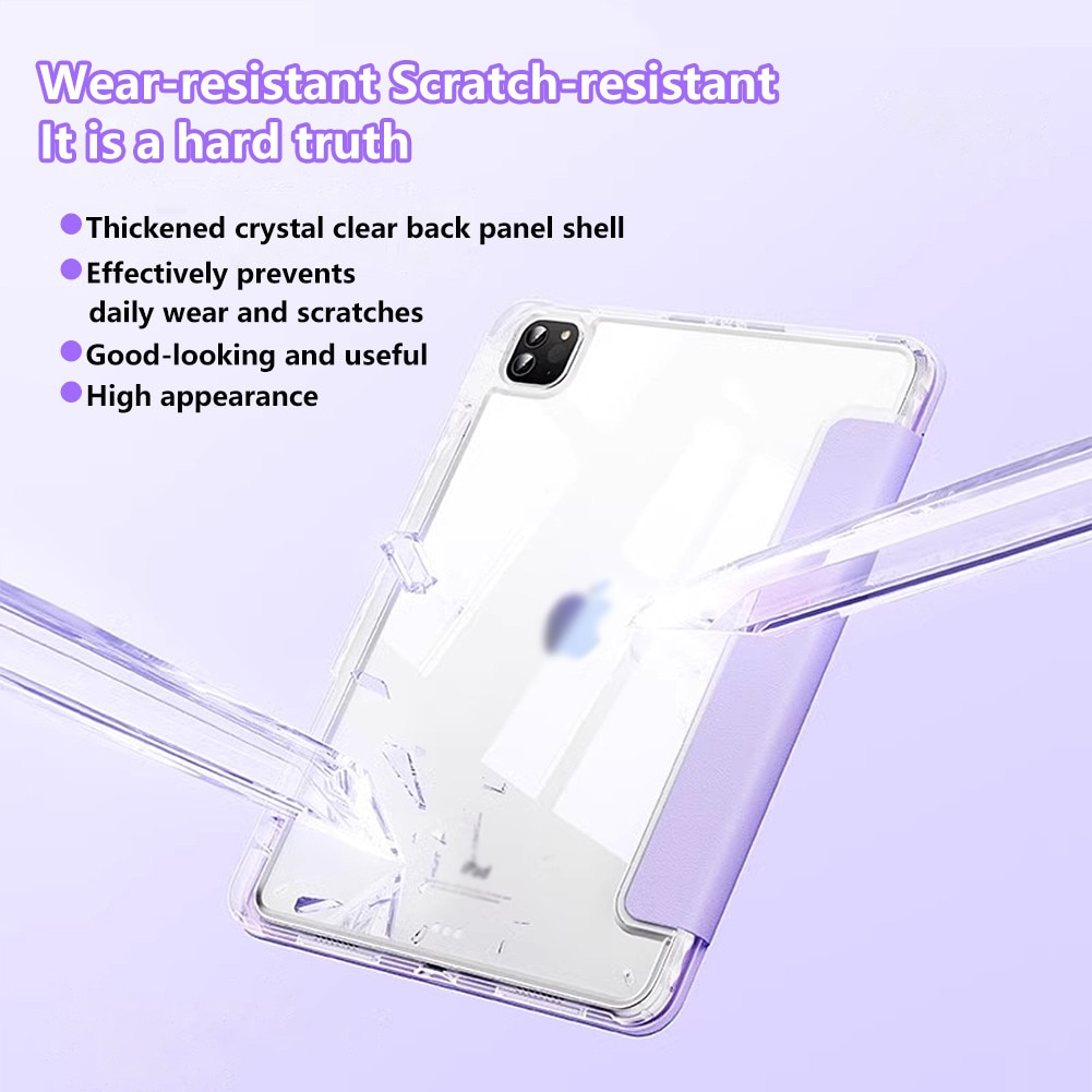 Husa de protectie pentru iPad Air 6 11 inch, potrivita pentru iPad sau iPadPro Air 6 11 inch M2 2024 / iPad Air 4 5 2020/2022 10.9 inch, cu doua rame de lentila inlocuibile, violet deschis