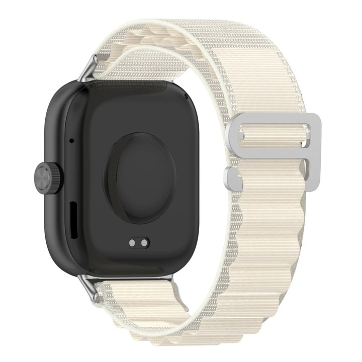 Curea Nylon cu Prindere Alpine Loop si Capete Metalice pentru Redmi Watch 4 / 5, Xiaomi Mi Band 8 Pro / 9 Pro – Reglaj Larg, Confortabila, bej