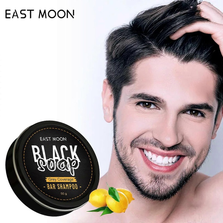 Sampon de par pentru barbati, reparare par negru, set 2 bucati, curatare profunda, hidratare, 200g East moon