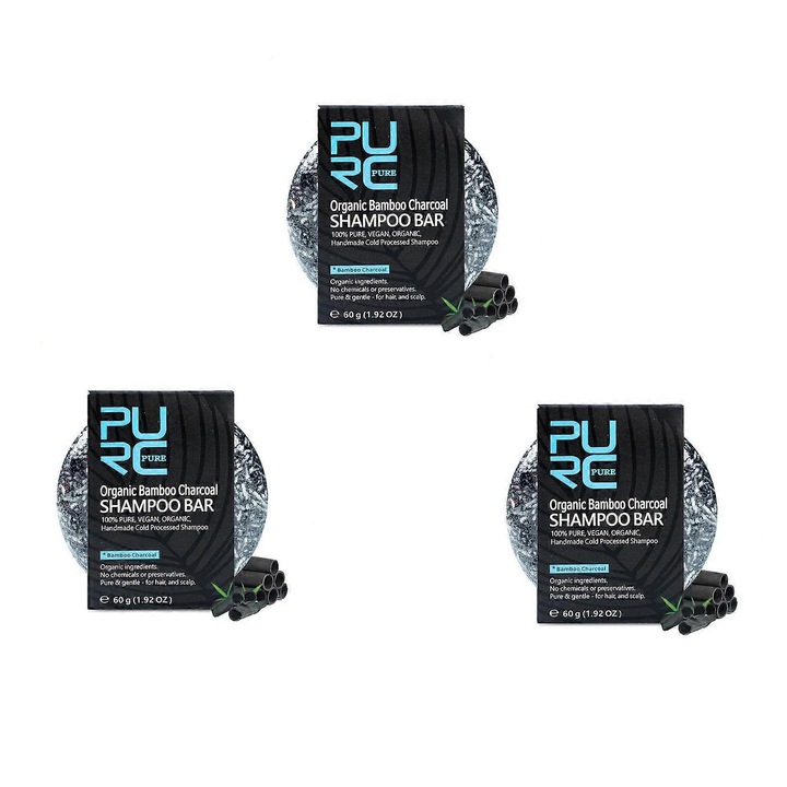 Set 3x Sampon Solid pentru Revitalizarea Parului, Natural, Colorare