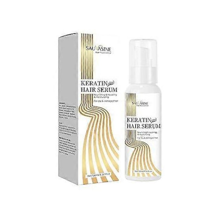 Serum de par cu keratina, tratament pentru par uscat si deteriorat, hidratare profunda, control al frizz-ului, 1pc